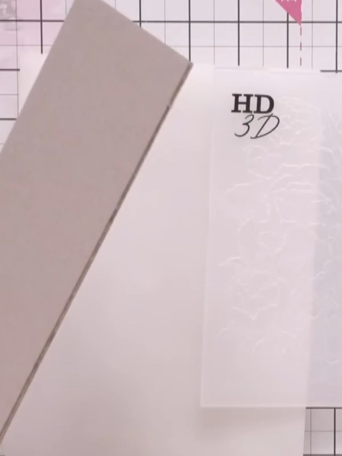 Step 7: Observe the finished embossed panel. Notice how the mount board has blocked the embossing folder from creating