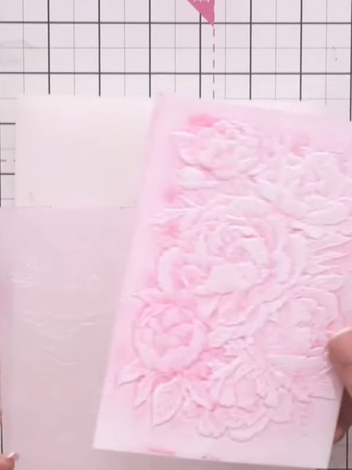 Step 6: Remove the cardstock from the embossing folder and examine the beautiful embossed and debossed floral effect w