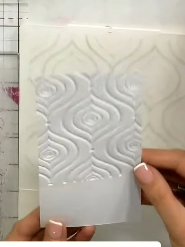 Step 5: Tilt the embossed card forward to admire the texture. Notice how the pattern creates both raised (embossed) ar