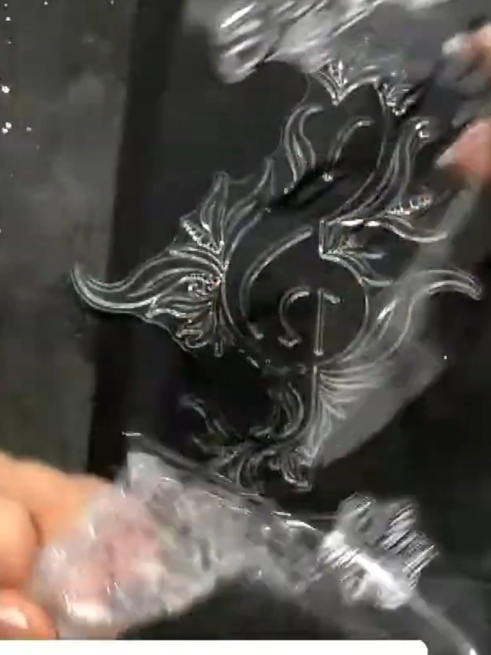 Step 3: Apply clear embossing powder over the stamped treble clef design whilst the ink is still wet. Tap off any exce