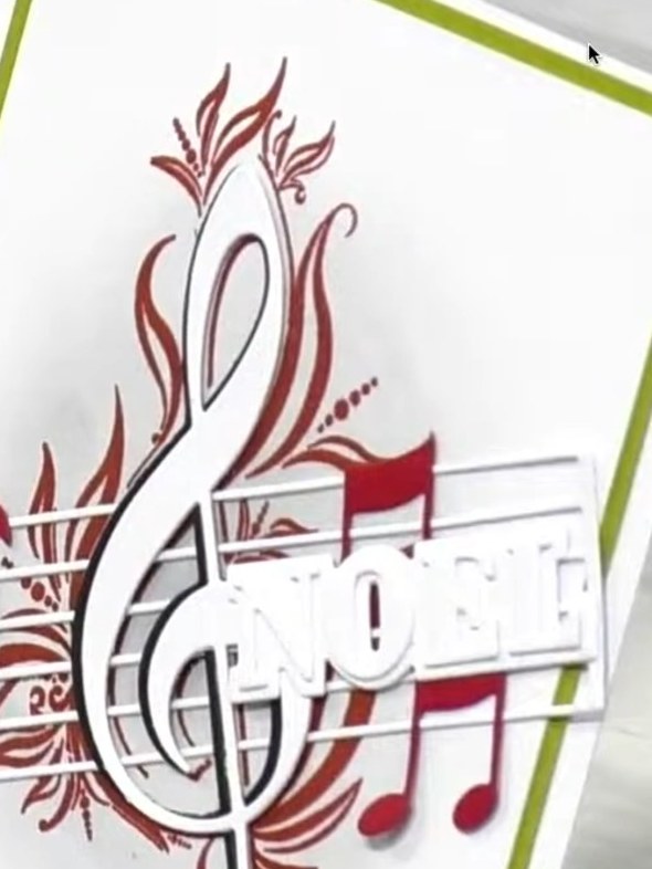 Tarjeta con notas musicales por capas y fondo con embossing - the finished project