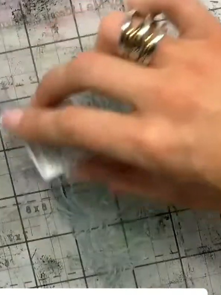 Step 2: Stamp your chosen sentiment or background element onto the card using coloured ink. Use a clear acrylic block 