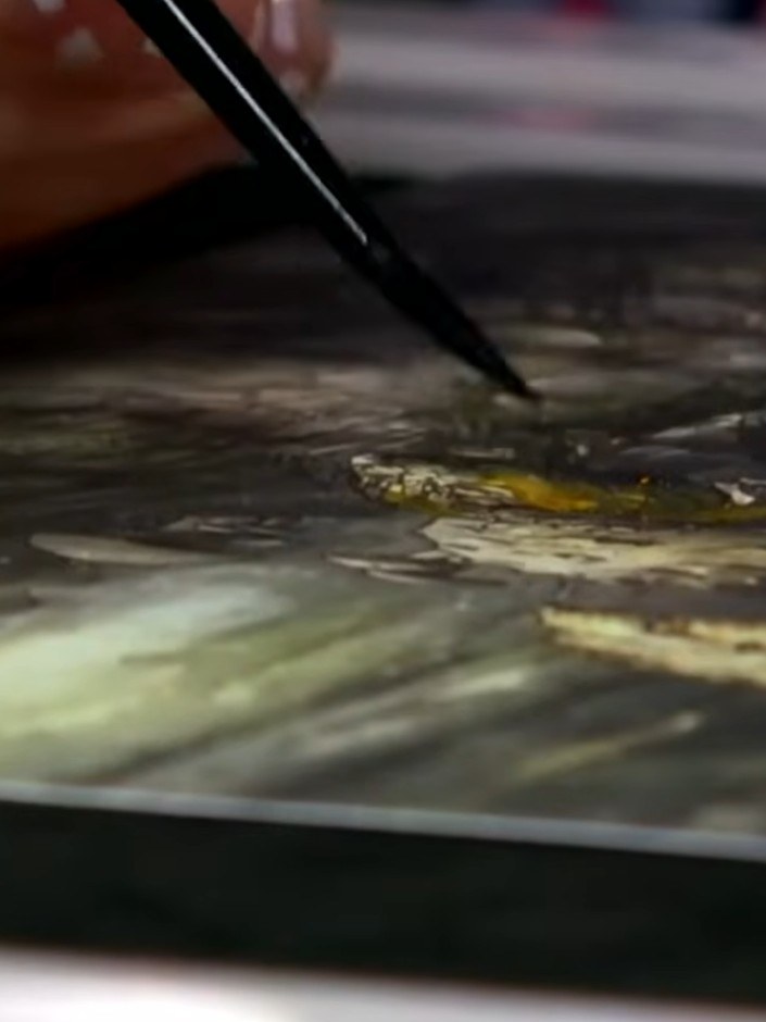 Step 9: Allow the watercolour to dry completely before handling the card. This ensures the colours set properly and pr