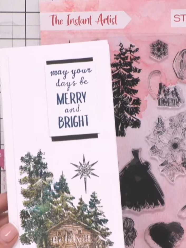 Step 1: Prepare a white slimline card blank or cut white cardstock to slimline size (approximately 10 x 21 cm when fol