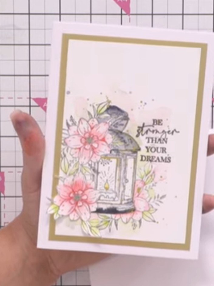 Step 1: Prepare a white card blank measuring approximately 4 x 5 inches (or use a piece of white cardstock folded to c