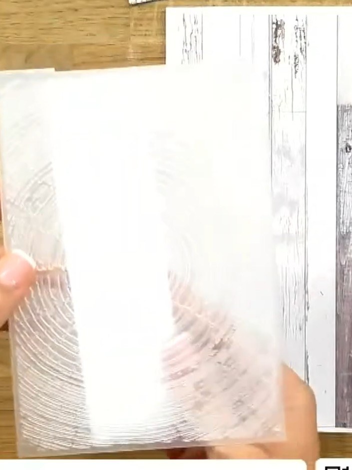 Step 2: Run the white panel through your die-cutting machine with the Timber embossing folder to create a textured woo
