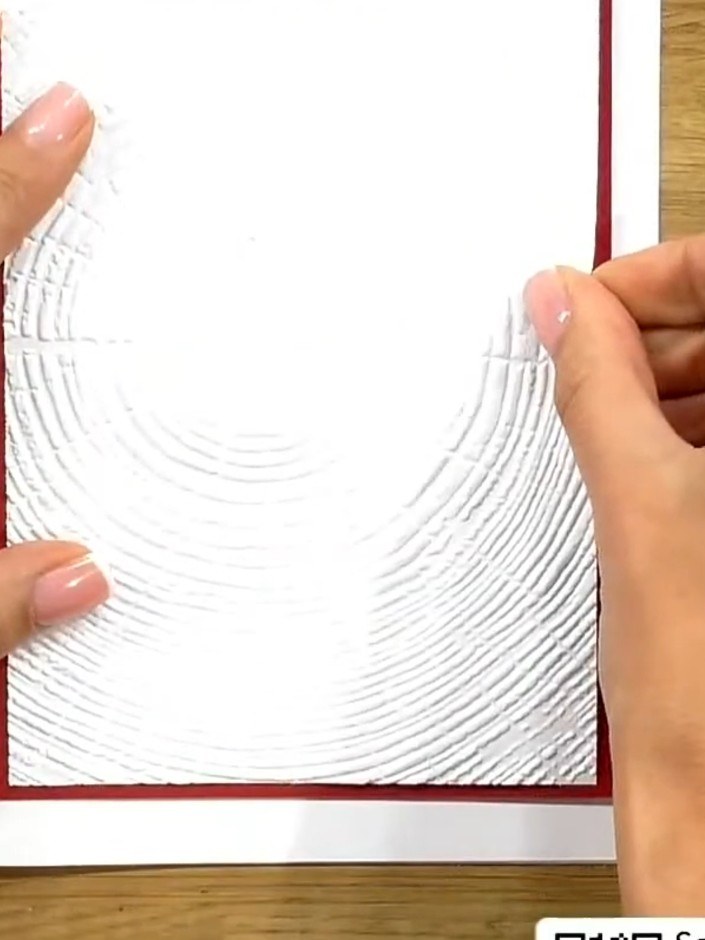 Step 6: Coloca en capas los adornos de vellum recortados sobre el borde de la zona con embossing on your card front, positioning them to