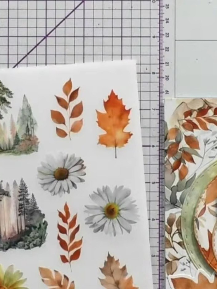 Step 1: Select a leaf rubon transfer from the Stamps By Me kit. Remove it from the packaging.