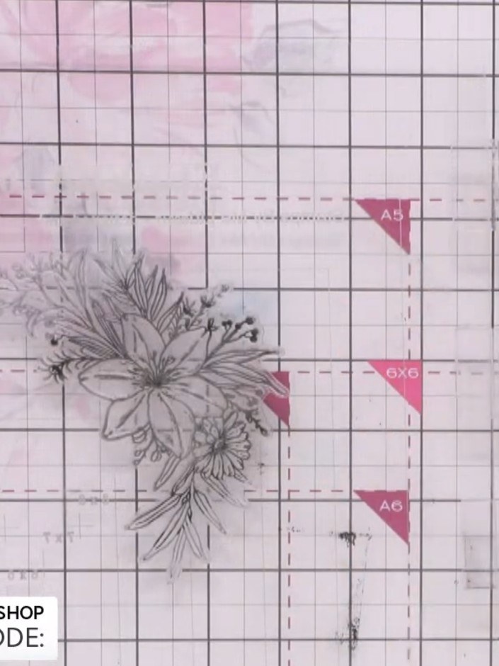 Step 3: Sprinkle gold embossing powder over the wet stamped ink, ensuring all the floral lines are completely covered.