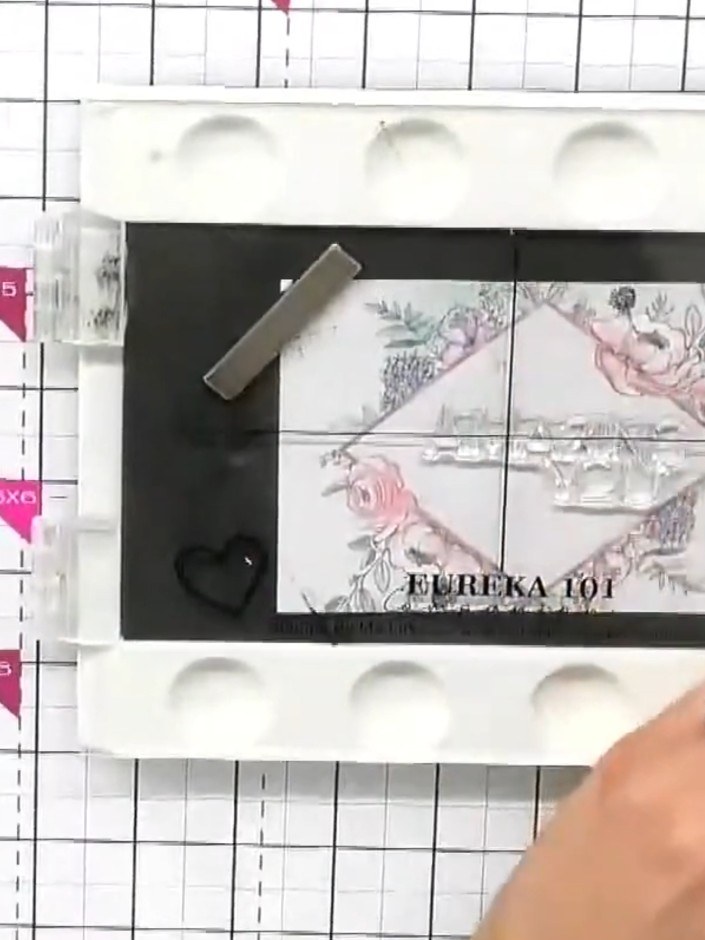Step 3: Stamp a sentiment into the centre of your card topper using the no-line ink pad for a soft, dispersed effect. 