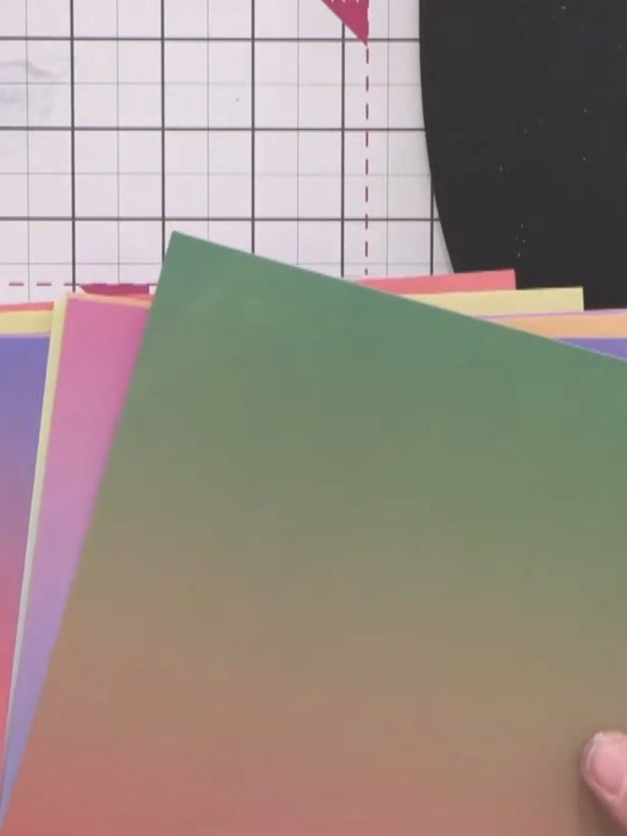 Step 2: Cut the monster body from a colourful ombre paper, choosing a blue to pink to yellow gradient sheet from the G