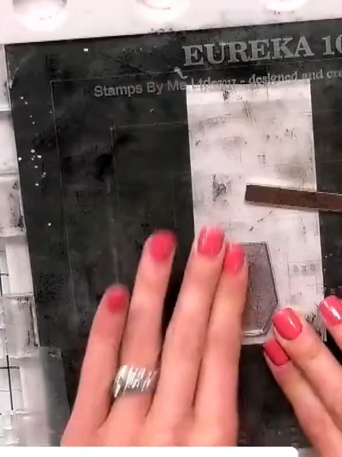 Step 1: Stamp the solid vase stencil piece using a light ink colour across the entire surface. Position the stencil on