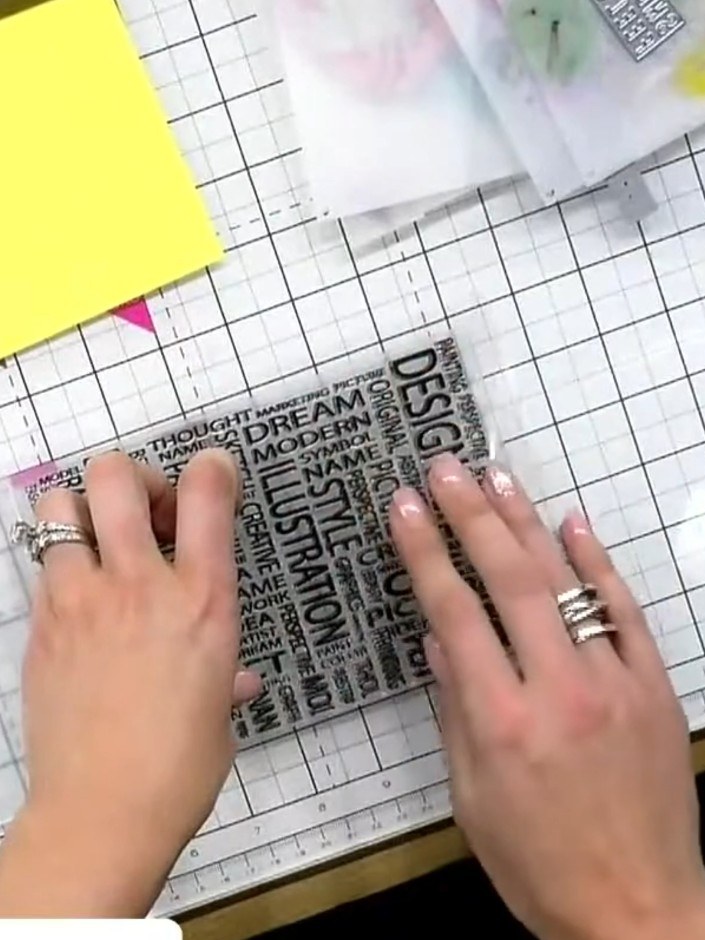 Step 2: Leave the stamp on its carrier sheet. Take your 3D embossing folder and identify the flat areas (not the raise
