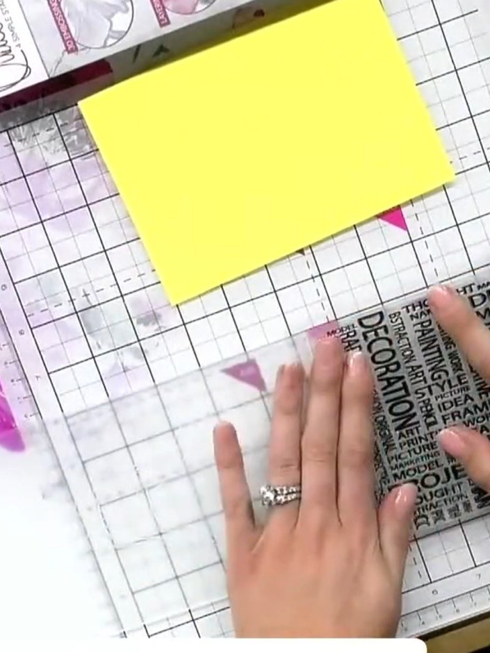 Step 3: Press the inked stamp firmly onto the flat areas of the embossing folder, pushing all around to transfer the d