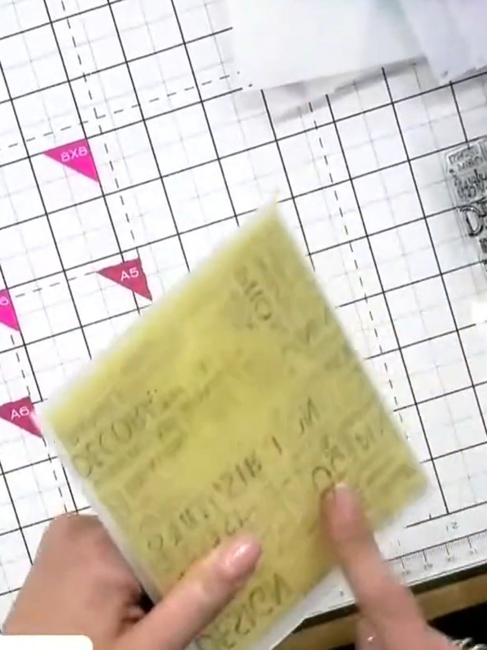 Step 4: Remove the stamp from your cardstock. Place your yellow cardstock into the embossing folder, positioning it re