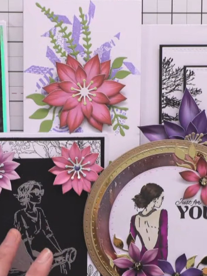 Clematis Flower Card with Reflection Stamp - the finished project