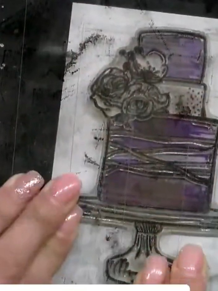 Step 10: Place the die-cut cake back into the 3D embossing folder and run it through the die-cutting machine to create 