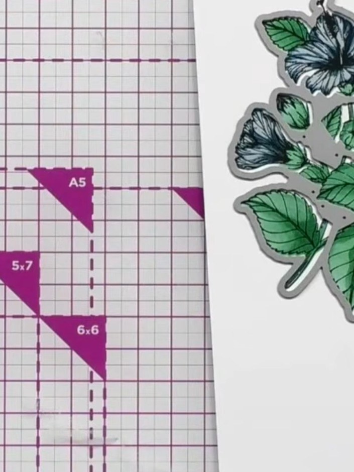 Step 6: Die-cut the stamped hibiscus design using your craft knife. Carefully remove all the interior cut-out pieces f