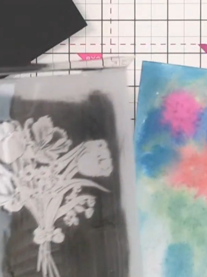 Step 11: If desired, re-ink the embossing folder with white ink and run the card through the die-cutting machine again 