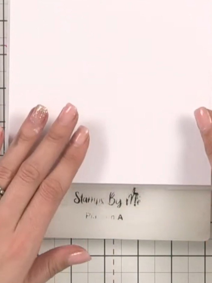 Step 1: Cut a piece of white card to fit inside your embossing folder, ensuring it will fit comfortably within the emb