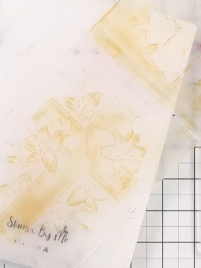 Step 6: Remove the embossing folder and card from the die-cutting machine. Carefully peel away the card to reveal the 