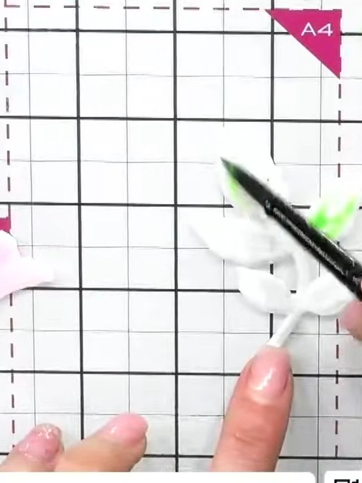 Step 4: Using a darker pink or complementary colour, add shading to create depth and shadow areas on your die-cut flow