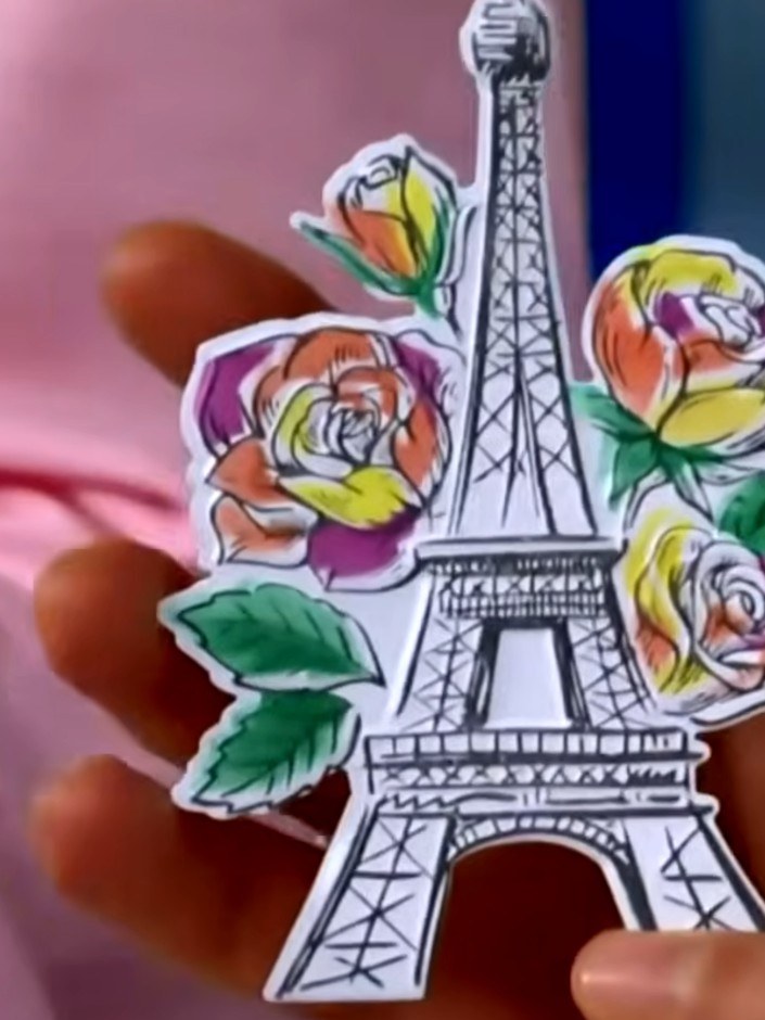 Paris Tower Quattrad Card with Splat Details - the finished project