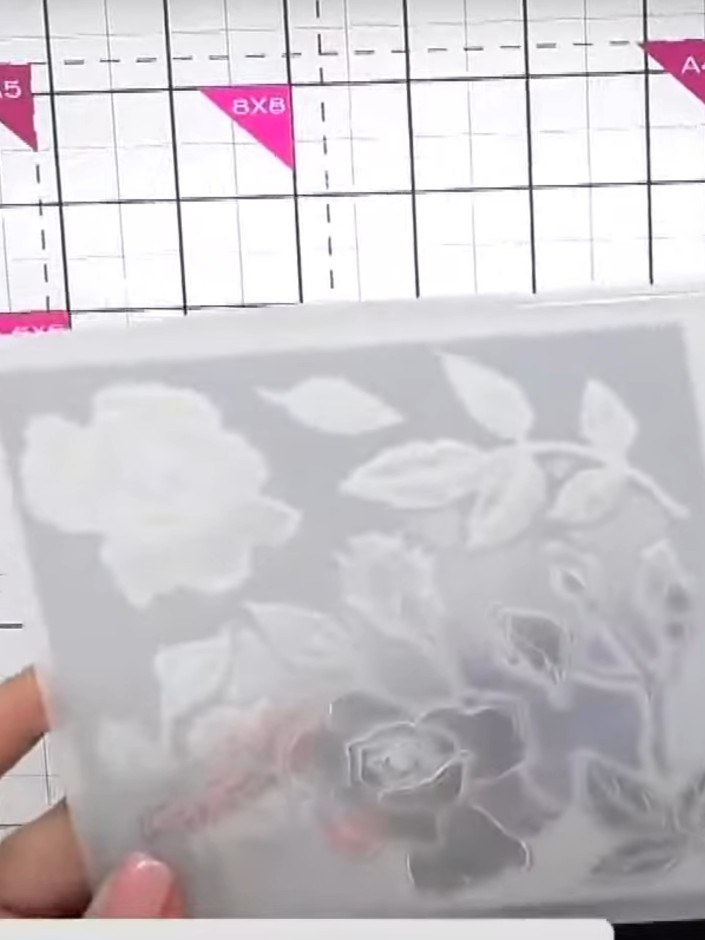 Step 2: Place your white cardstock into the die-cutting machine with the embossing folder and die plate positioned so 