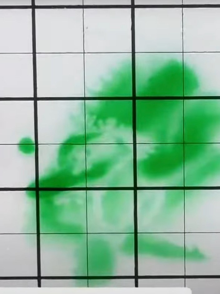Step 4: Allow the green watercolour ink to settle naturally into all the grooves and detail of the embossed design, en