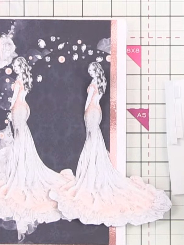 Step 3: Cut out a second lady illustration from the sheet. This will be used for 3D layering with adhesive pads to cre