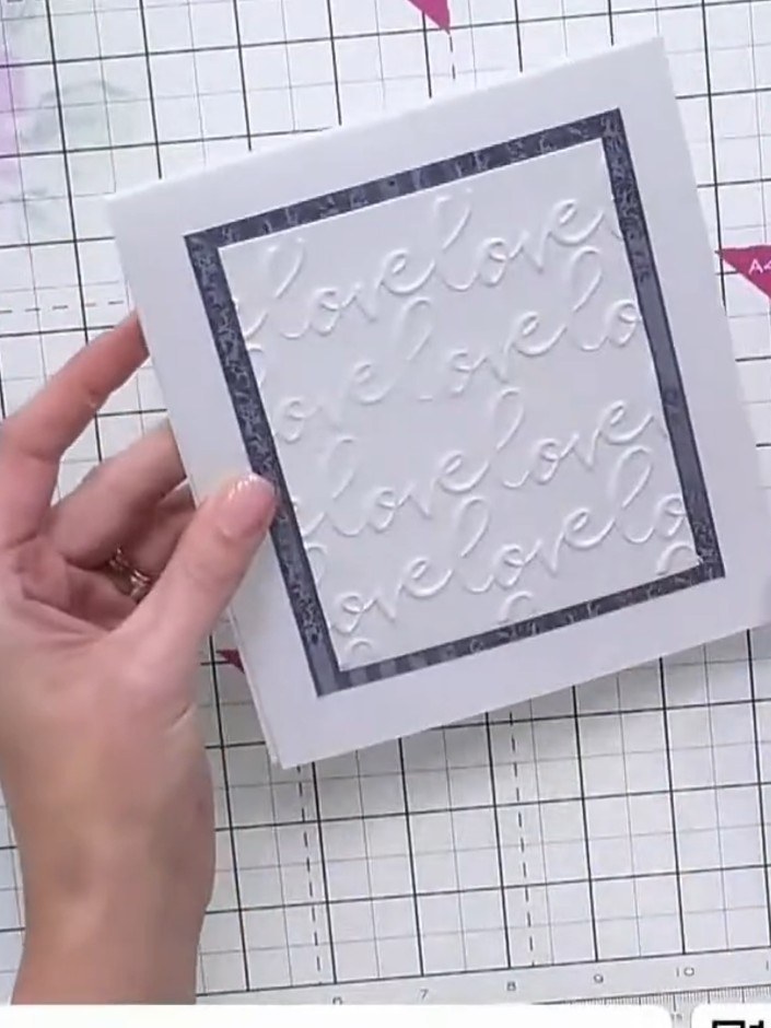 Step 6: Stamp the 'Elegant and Stylish' sentiment from the Like a Diamond stamp set onto the white card panel using bl