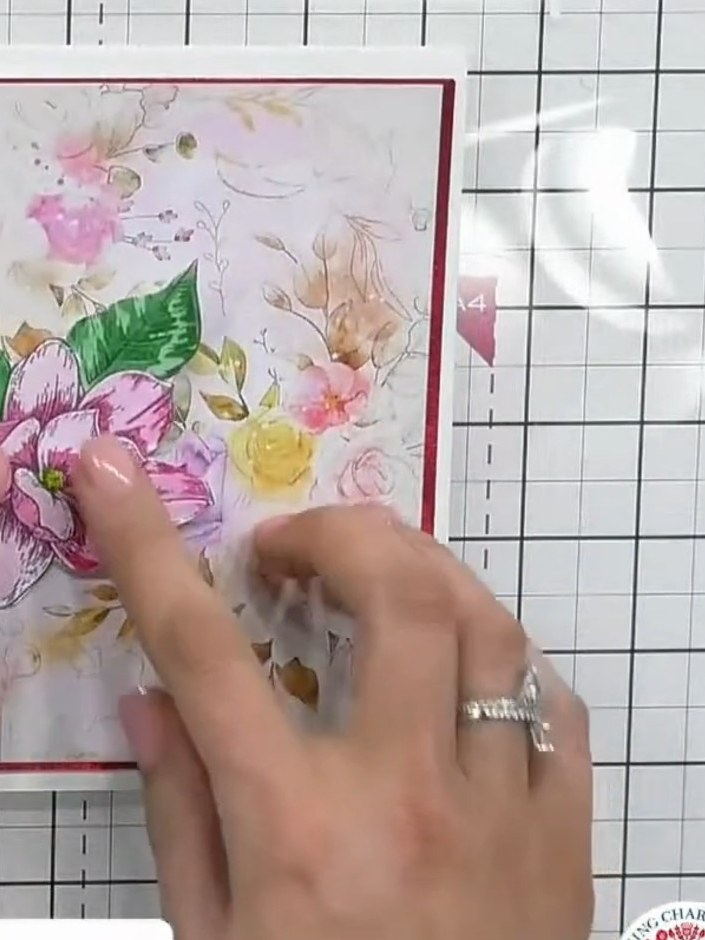 Step 7: Open the card and adhere your coordinating cardstock piece to the inside back panel. This will hide the glue m