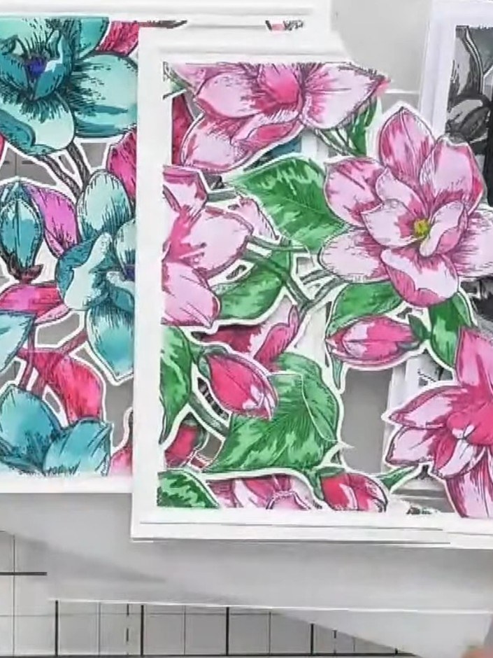 Tarjeta por capas Quattro D Magnolia con color en esténcil - the finished project